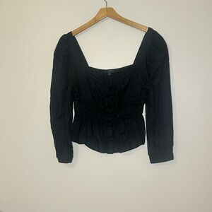 J. Crew Black Blouse with Square Neckline